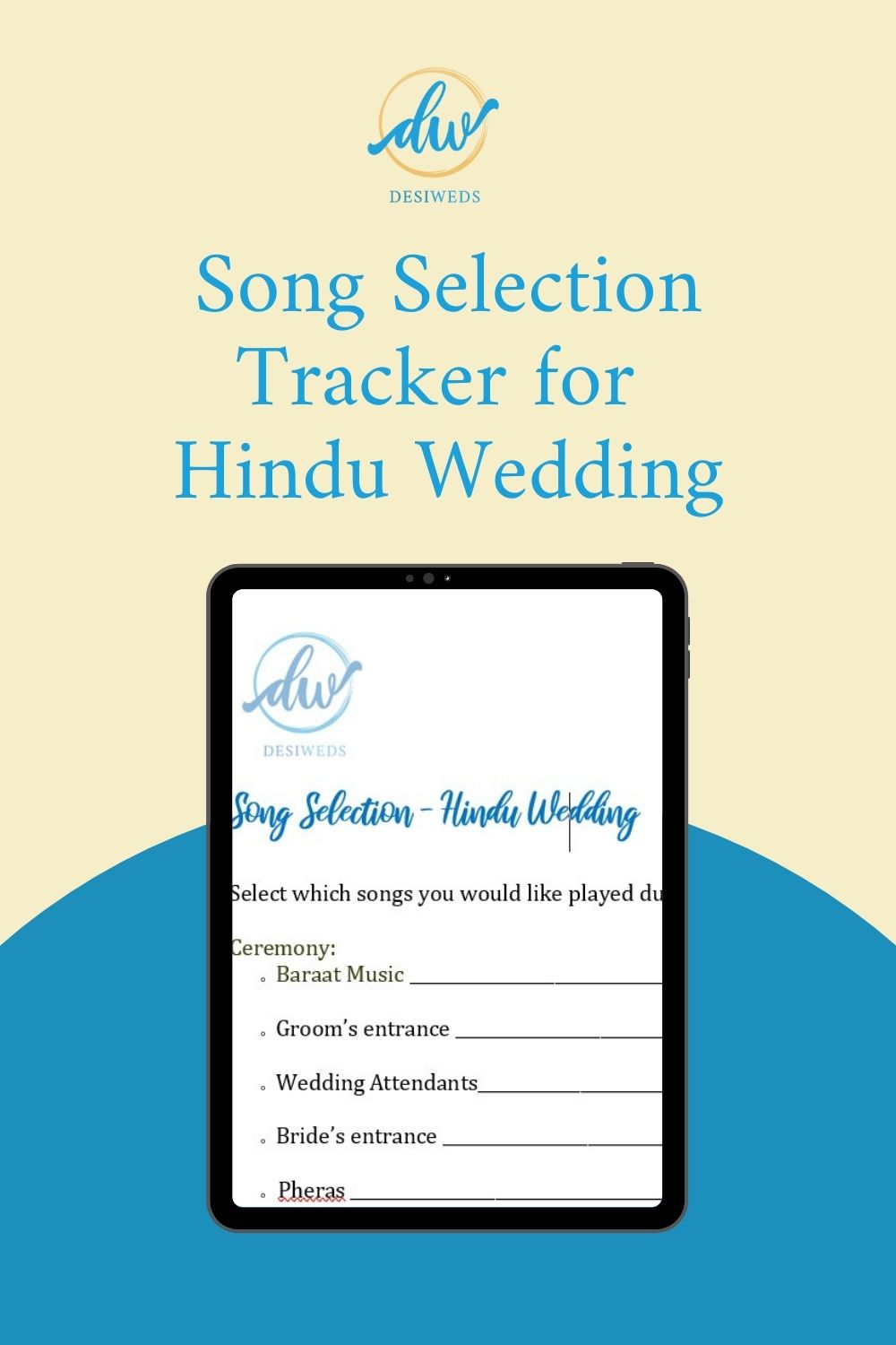 song selection tracker hindu wedding ss
