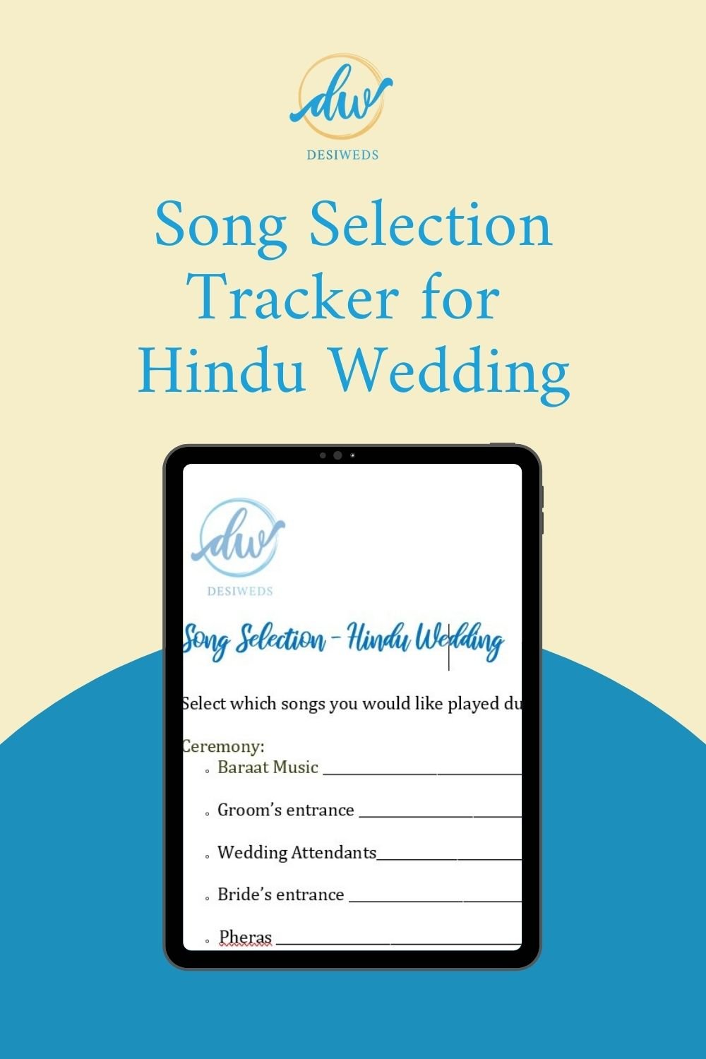 song selection tracker hindu wedding ss